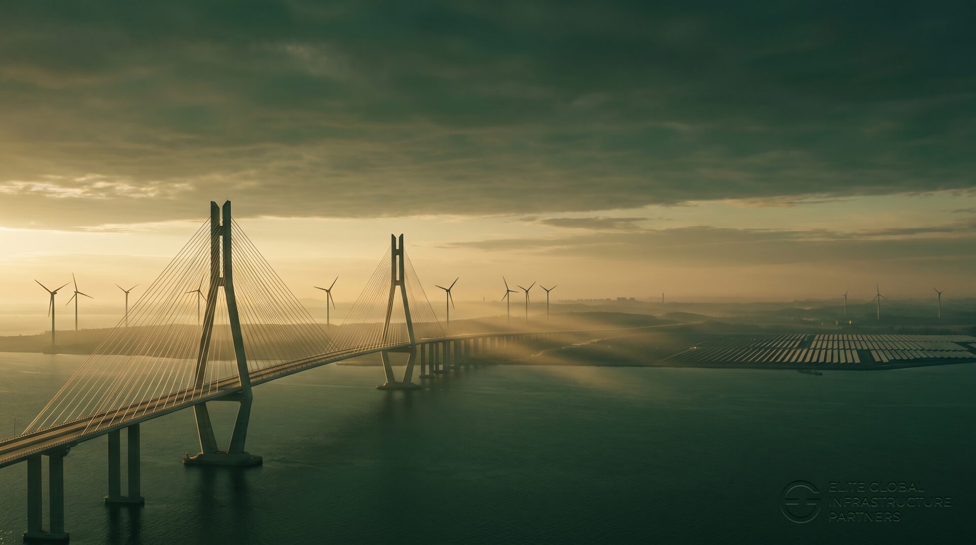 Infrastructure project at golden hour