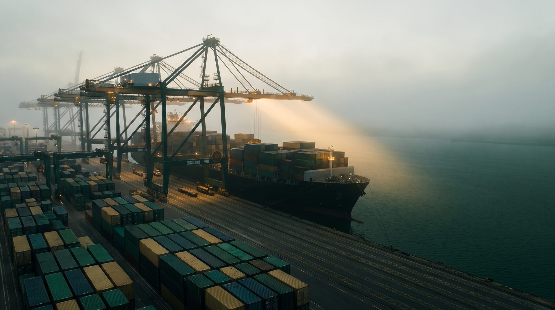 Container port at first light